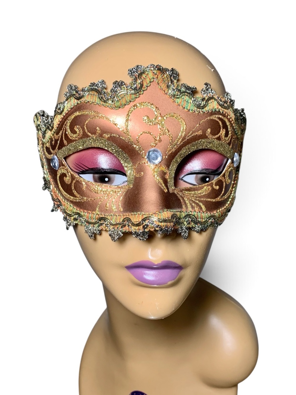 Vintage Authentic Venetian Costume Mask - Hand Painted Italy Papier Mache
